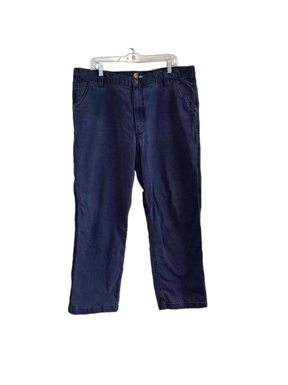 Men's Carhartt Relaxed Fit Canvas Navy 5- Pocket Work Pants. Size 42 x 30
